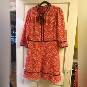 CeCe Vibrant Red Dress with Black Accents